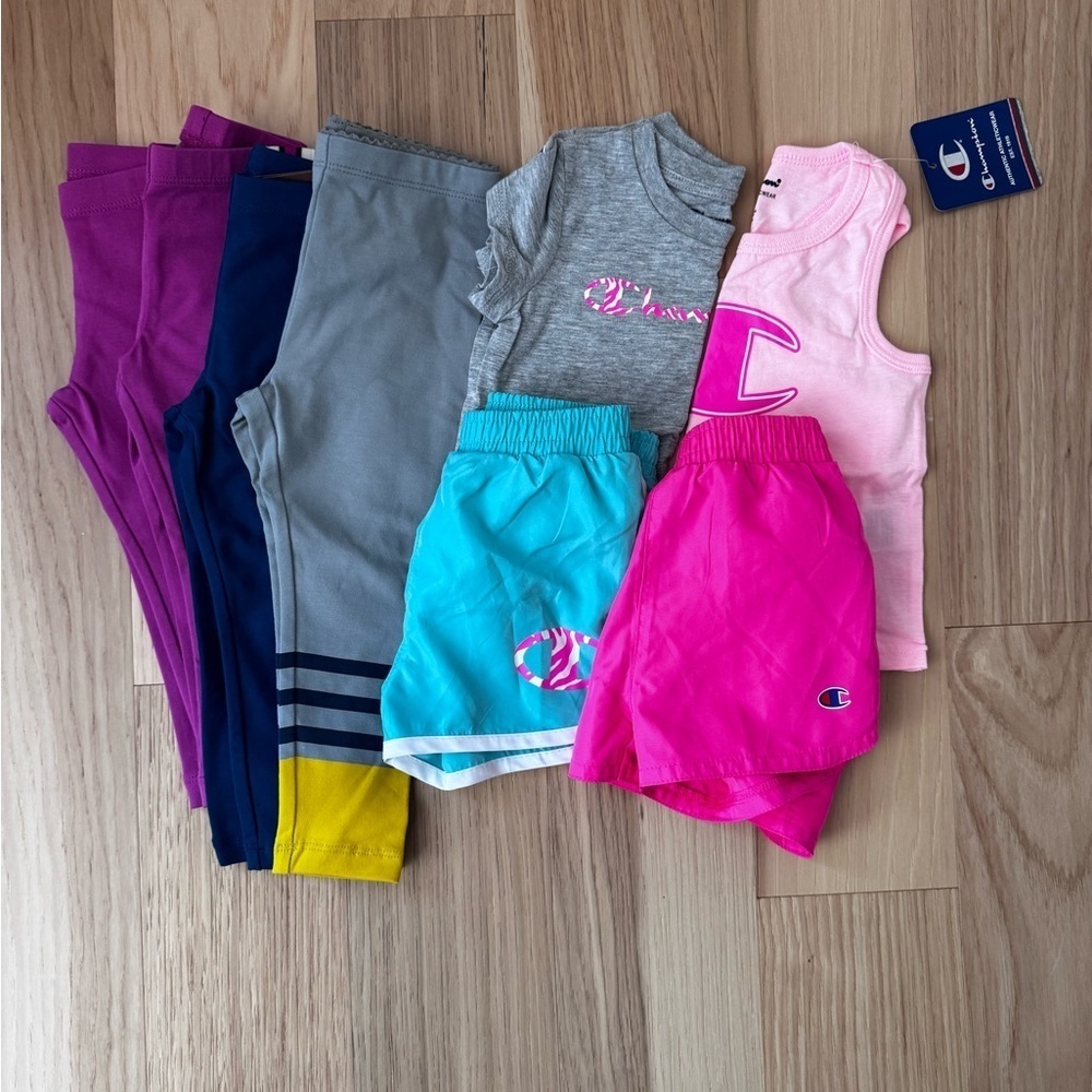 Baby girl tea collection bundle of leggings and two set of champions size 12-18M